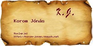 Korom Jónás névjegykártya